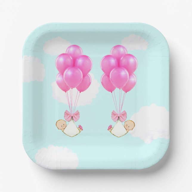 Assiettes En Carton Baby shower Twin Girls (Recto)