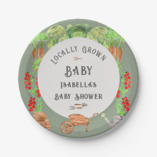 Assiettes En Carton Baby Shower Vert Sauge Local 