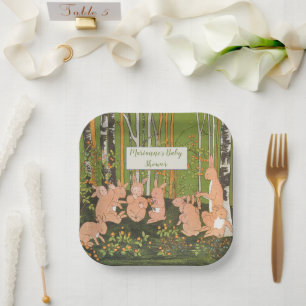 Assiettes En Carton Baby shower vintage pour enfants lapin