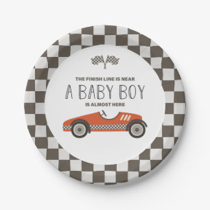Assiettes En Carton Baby shower vintage Red Race Car