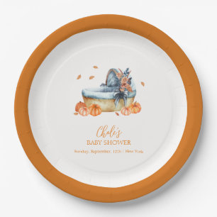 Assiettes En Carton Baby shower vintage Rustic Fall Citrouille