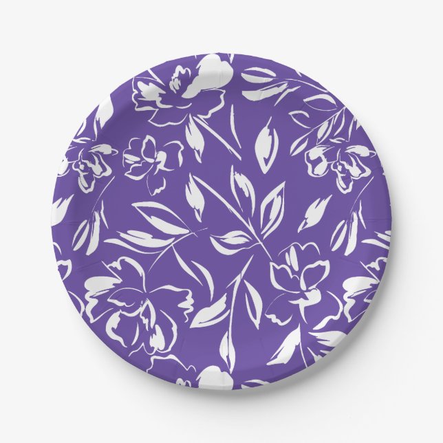 Assiettes En Carton Baby shower violet fleur sauvage (Devant)