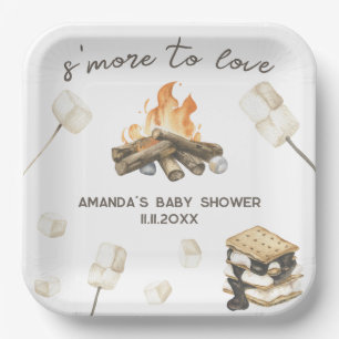 Assiettes En Carton Baby shower Watercolor S'more