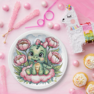 Assiettes En Carton Baby shower Whimsical Dino Delight