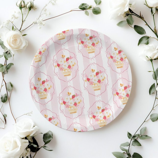 Assiettes En Carton Baby shower Whimsical rose du marché agricole (Créateur téléchargé)
