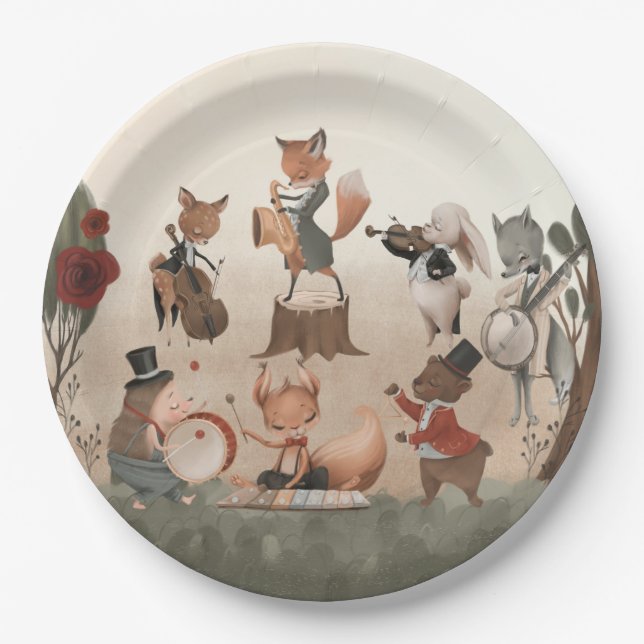 Assiettes En Carton Baby shower Whimsical Watercolor (Devant)