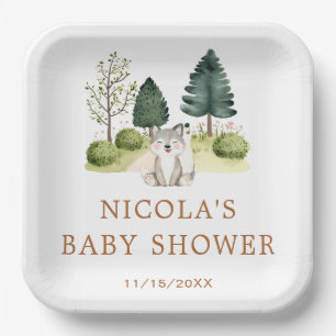 Assiettes En Carton Baby shower Wolf Woodland
