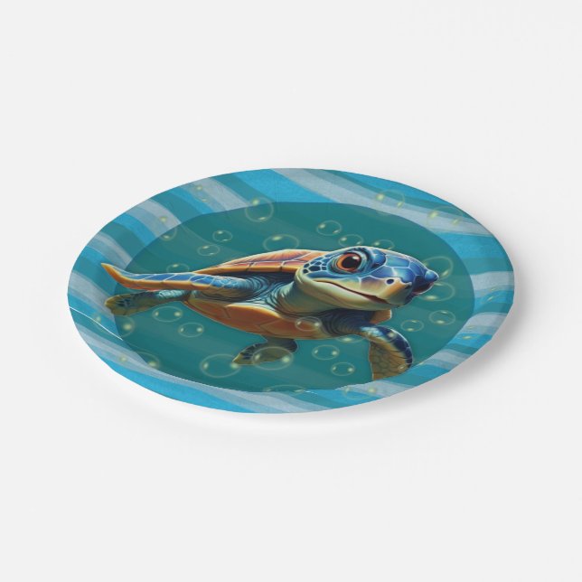 Assiettes En Carton Baby Turtle Paper Plate (Angle)