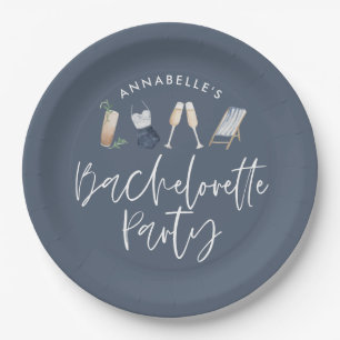 Assiettes En Carton Bachelorette à script de cocktail moderne à poutre