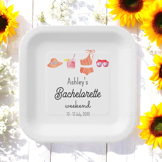 Assiettes En Carton Bachelorette Beach Bikini Week-end (Créateur téléchargé)