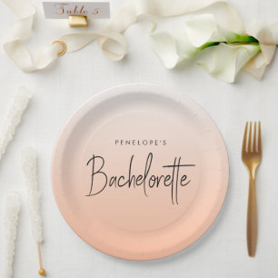 Assiettes En Carton Bachelorette   Coral Ombre Elegant Peach
