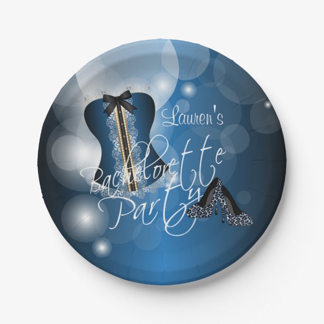 Assiettes En Carton Bachelorette de lingerie glamour | Bleu (Devant)