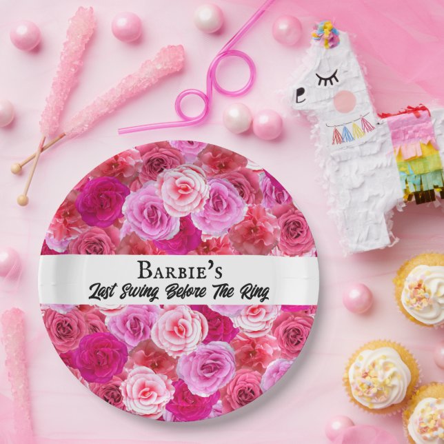 Assiettes En Carton Bachelorette Fête des mariées Golf Rose Floral (Fête)