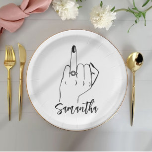 Assiettes En Carton Bachelorette minimale   Fête nuptiale