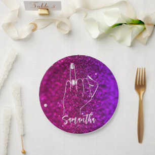 Assiettes En Carton Bachelorte rose violet Fête nuptiale