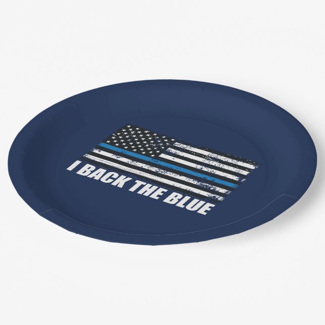Assiettes En Carton Back the Blue Thin line USA Flag MAGA WWG1WA (Angle)