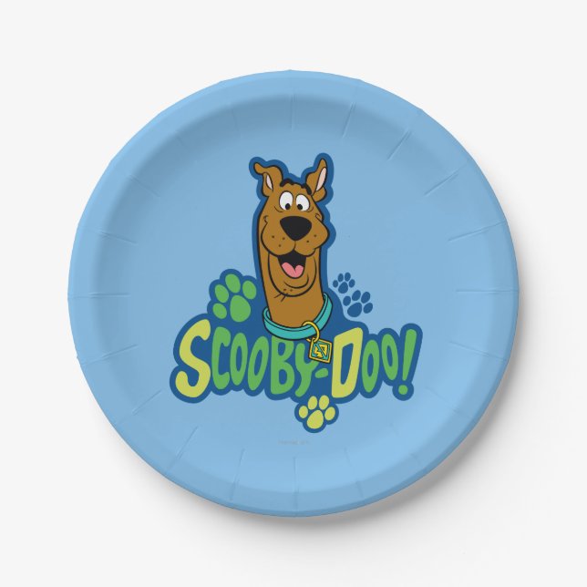 Assiettes En Carton Badge de caractère Empreinte de patte Scooby-Doo (Devant)