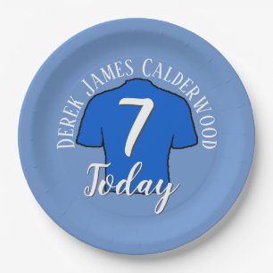 Assiettes En Carton Badge de football 7e anniversaire pour personnalis