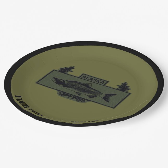 Assiettes En Carton Badge de pêcheur de combat de l'Alaska (Angle)