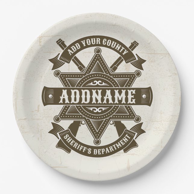 Assiettes En Carton Badge de Rifles Adjoint Old West Sheriff Personnal (Devant)