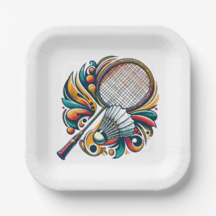Assiettes En Carton Badminton Graphic