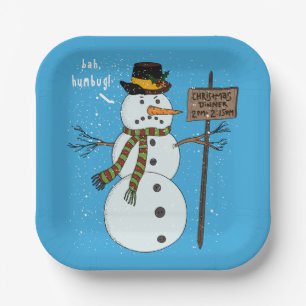 Assiettes En Carton Bah Humbug Grumpy Christmas Snowman Introduire