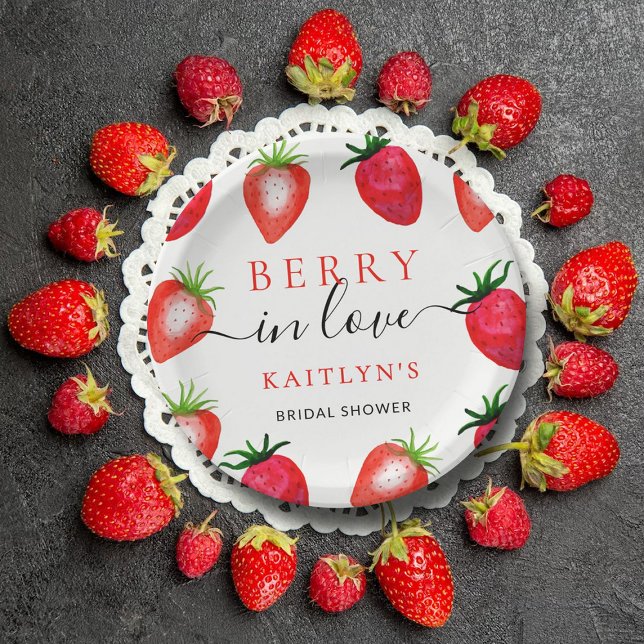 Assiettes En Carton Baies Amoureuses Réception de Mariage aux Fraises (Créateur téléchargé)