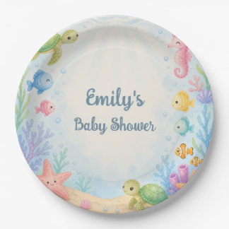 Assiettes En Carton Baignade à Bientôt Baby Shower