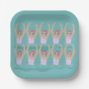Assiettes En Carton Baigneurs artistiques   Illustration de natation a