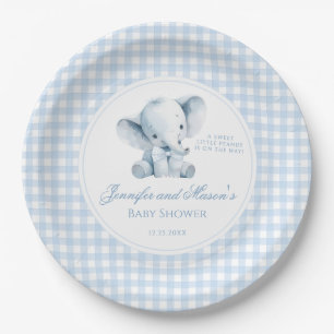 Assiettes En Carton Bain de bébé garçon éléphant écureuil bleu Little