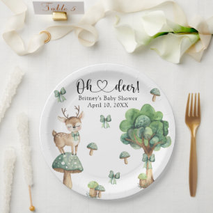 Assiettes En Carton Bain de bébé licorne de forêt à l'aquarelle