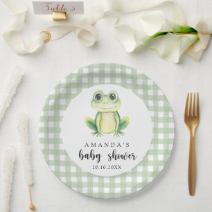Assiettes En Carton Bain de couleur Fête prénatale de bébé grenouille