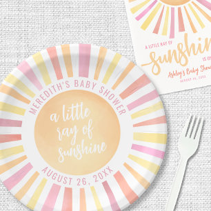 Assiettes En Carton Bain de soleil rose bébé Shower