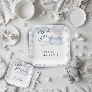 Assiettes En Carton Bain moussant bleu pour bébé - Shower pour bébé an
