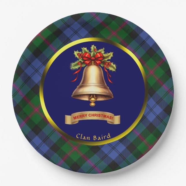 Assiettes En Carton Baird Tartan Noël personnalisé (Devant)