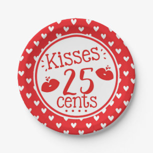 Assiettes En Carton Baisers 25 cents Valentines Kids Hearts Party