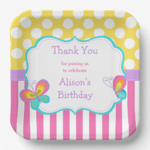 Assiettes En Carton Baisers à papillon et fête des voeux d'anniversair