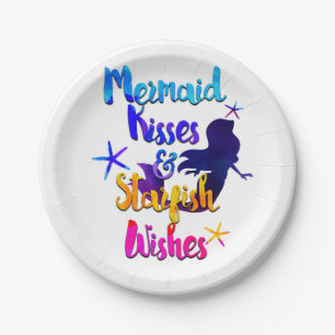 Assiettes En Carton Baisers de sirène et voeux d'étoiles de mer Aquare