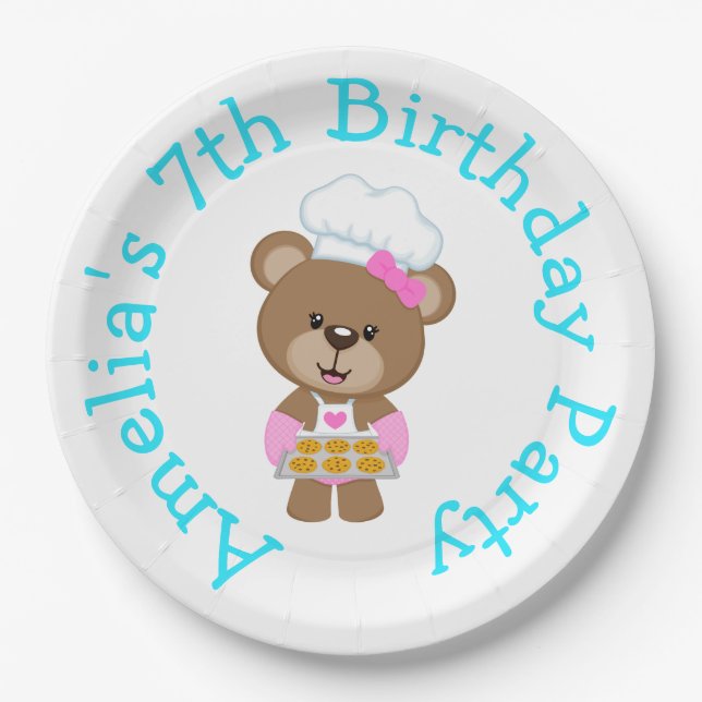 Assiettes En Carton Baking Bear Anniversaire (Devant)