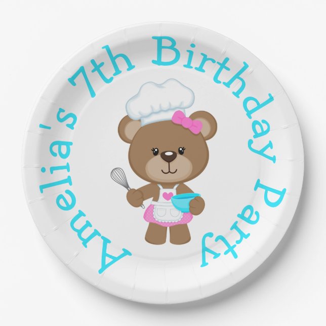 Assiettes En Carton Baking Bear Anniversaire (Devant)
