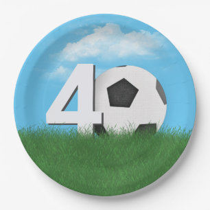 Assiettes En Carton Bal De Football 40e Anniversaire En Herbe Verte
