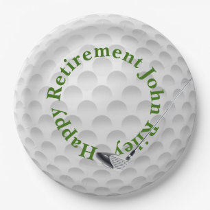 Assiettes En Carton Bal de golf blanc avec retrait club