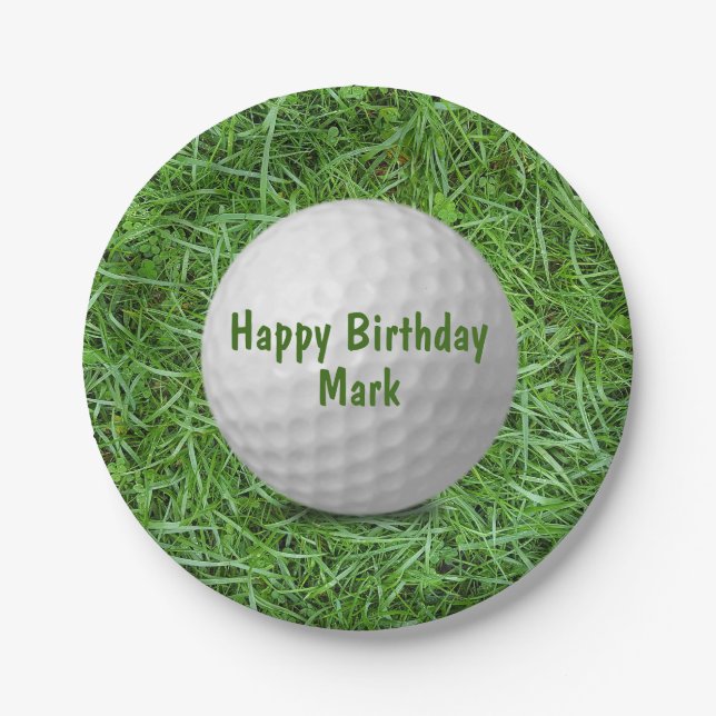 Assiettes En Carton Bal de golf d'anniversaire sur plaque de papier d' (Devant)