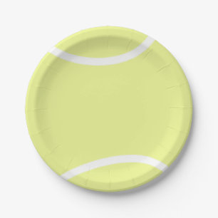 Assiettes En Carton Bal de tennis jaune et blanc