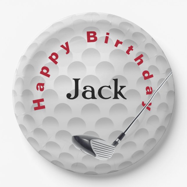Assiettes En Carton Bal Et Club De Golf Anniversaire (Devant)