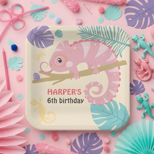 Assiettes En Carton Balances et queues Reptile fille Anniversaire (You'll be “swamped” for guests with our scales and tails girl's reptile birthday party supplies! )