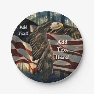 Assiettes En Carton Bald Eagle American Flag Pays Plaques papier