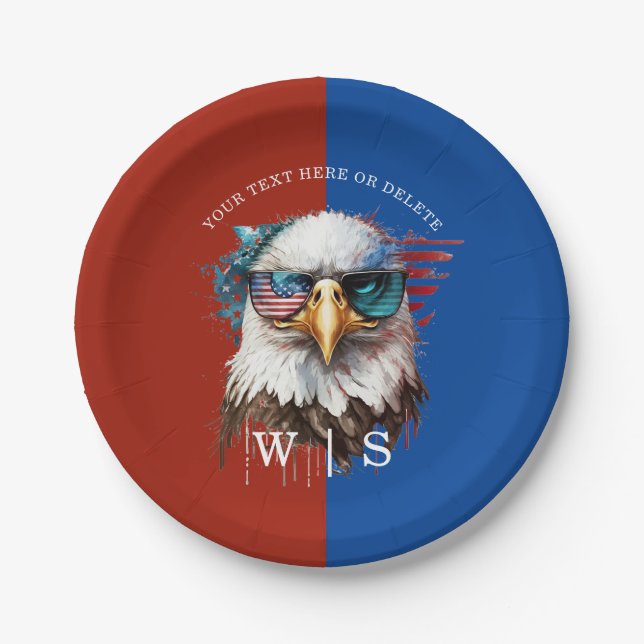 Assiettes En Carton Bald Eagle moderne & unique USA symbole national (Devant)