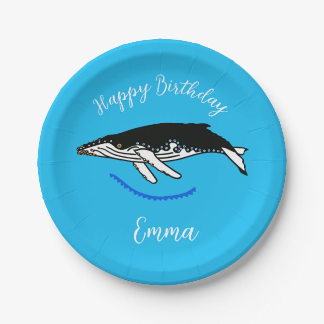 Assiettes En Carton BALEINE À Brousse - Joyeux anniversaire - Fête Ble (Devant)