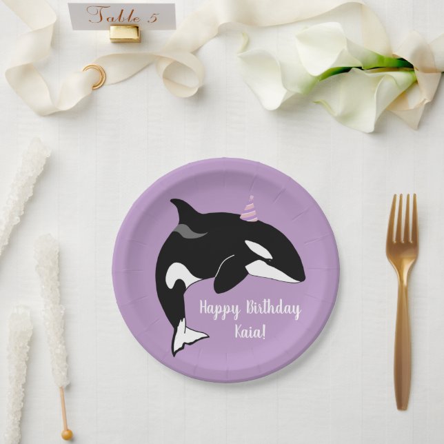 Assiettes En Carton Baleine tueuse Orca personnalisable (Mariage)